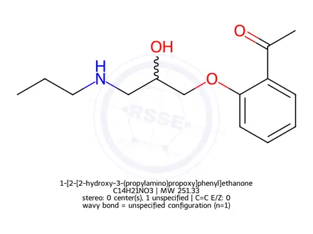 Chemical structure of 1-[2-[2-hydroxy-3-(propylamino)propoxy]phenyl]ethanone