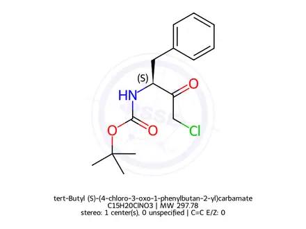 Chemical structure of tert-Butyl (S)-(4-chloro-3-oxo-1-phenylbutan-2-yl)carbamate