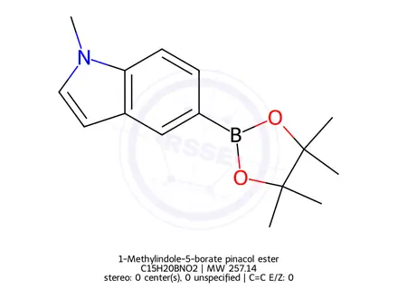 Chemical structure of 1-Methylindole-5-borate pinacol ester