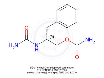 Chemical structure of (R)-3-Phenyl-2-ureidopropyl carbamate