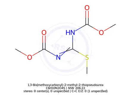 Chemical structure of 1,3-Bis(methoxycarbonyl)-2-methyl-2-thiopseudourea