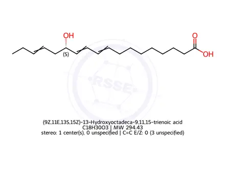 Chemical structure of (9Z,11E,13S,15Z)-13-Hydroxyoctadeca-9,11,15-trienoic acid