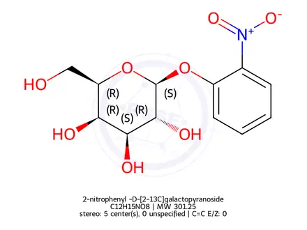 Chemical structure of 2-nitrophenyl β-D-[1-13C]galactopyranoside
