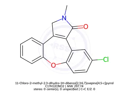 Chemical structure of 11-Chloro-2-methyl-2,3-dihydro-1H-dibenzo[2,3:6,7]oxepino[4,5-c]pyrrol-1-one
