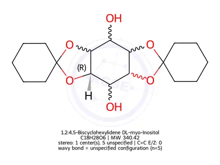 Chemical structure of 1,2:4,5-Biscyclohexylidene DL-myo-Inositol