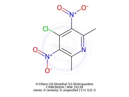 Chemical structure of 4-Chloro-2,6-Dimethyl-3,5-Dinitropyridine