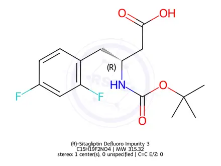 Chemical structure of Sitagliptin Defluoro Impurity 3