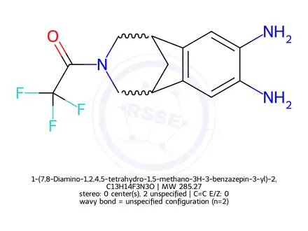 Chemical structure of 1-(7,8-Diamino-1,2,4,5-tetrahydro-1,5-methano-3H-3-benzazepin-3-yl)-2,2,2-trifluoroethanone