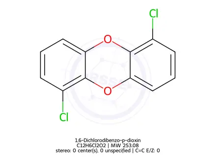 Chemical structure of 1,6-Dichlorodibenzo-p-dioxin