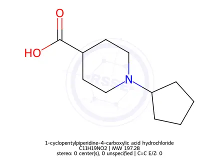 Chemical structure of 1-cyclopentylpiperidine-4-carboxylic acid hydrochloride