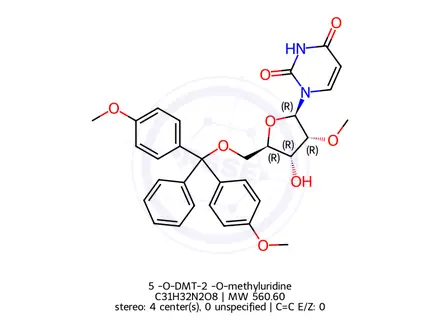 Chemical structure of 5′-O-DMT-2′-O-methyluridine