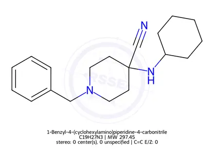 Chemical structure of 1-Benzyl-4-(cyclohexylamino)piperidine-4-carbonitrile