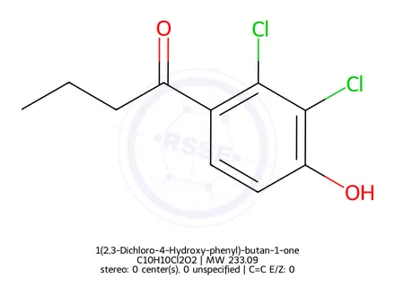 Chemical structure of 1(2,3-Dichloro-4-Hydroxy-phenyl)-butan-1-one