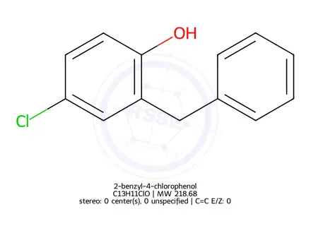 Chemical structure of 2-benzyl-4-chlorophenol
