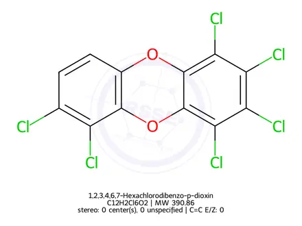 Chemical structure of 1,2,3,4,6,7-Hexachlorodibenzo-p-dioxin