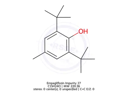Chemical structure of 2,6-di-tert-butyl-4-methylphenol