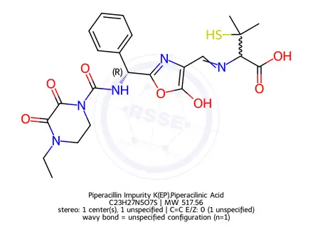 Chemical structure of Piperacillin Impurity K(EP),Piperacilinic Acid