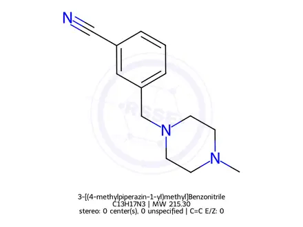Chemical structure of 3-[(4-methylpiperazin-1-yl)methyl]Benzonitrile