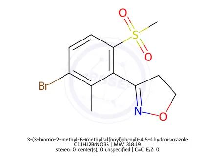 Chemical structure of 3-(3-bromo-2-methyl-6-(methylsulfonyl)phenyl)-4,5-dihydroisoxazole
