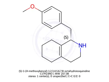 Chemical structure of (S)-1-(4-methoxybenzyl)-1,2,3,4,5,6,7,8-octahydroisoquinoline