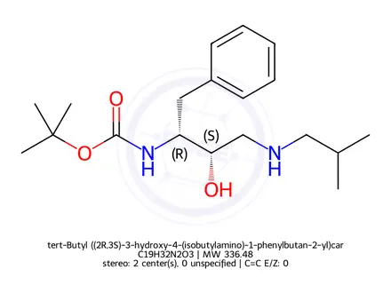 Chemical structure of tert-Butyl ((2R,3S)-3-hydroxy-4-(isobutylamino)-1-phenylbutan-2-yl)carbamate