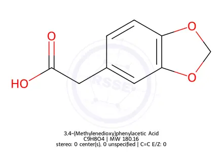 Chemical structure of 3,4-(Methylenedioxy)phenylacetic Acid