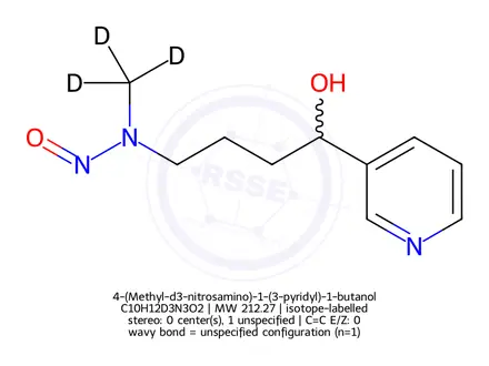 Chemical structure of 4-(Methyl-d3-nitrosamino)-1-(3-pyridyl)-1-butanol