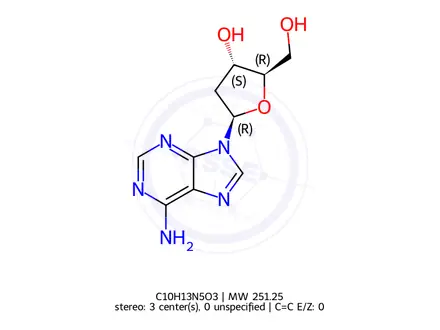 Chemical structure of [2'-13C]2'-deoxyadenosine monohydrate