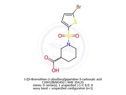 Chemical structure of 1-[(5-Bromothien-2-yl)sulfonyl]piperidine-3-carboxylic acid