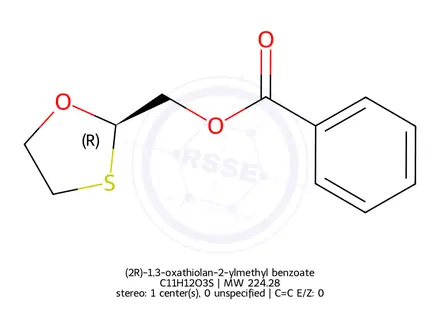 Chemical structure of (2R)-1,3-oxathiolan-2-ylmethyl benzoate