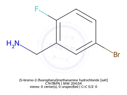 Chemical structure of (5-bromo-2-fluorophenyl)methanamine hydrochloride