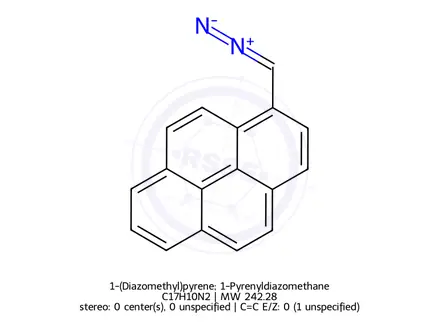 Chemical structure of 1-(Diazomethyl)pyrene; 1-Pyrenyldiazomethane