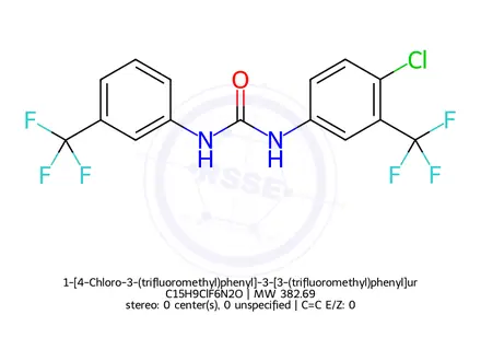 Chemical structure of 1-[4-Chloro-3-(trifluoromethyl)phenyl]-3-[3-(trifluoromethyl)phenyl]urea