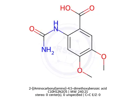 Chemical structure of 2-[(Aminocarbonyl)amino]-4,5-dimethoxybenzoic acid