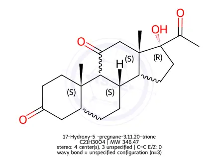 Chemical structure of 17-Hydroxy-5β-pregnane-3,11,20-trione