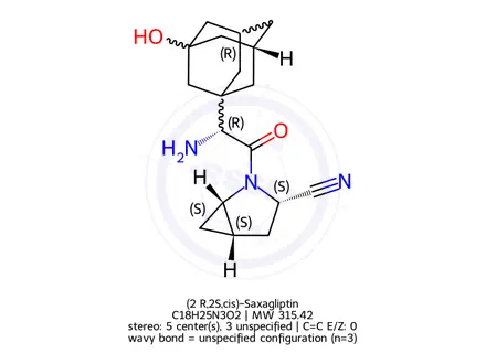 Chemical structure of (1S,3S,5S,2’R)-Saxagliptin