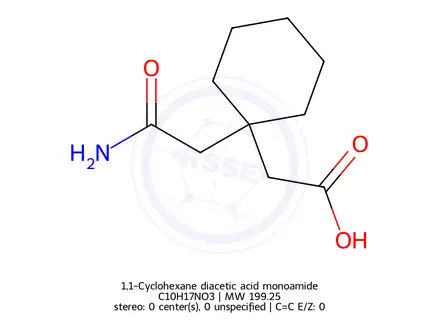 Chemical structure of 1,1-Cyclohexane diacetic acid monoamide