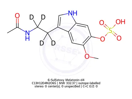 Chemical structure of 6-Sulfatoxy Melatonin-d4