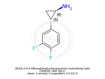 Chemical structure of (1R,2S)-rel-2-(3,4-Difluorophenyl) cyclopropanamine hydrochloride