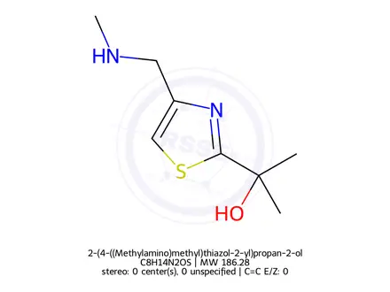Chemical structure of 2-(4-((Methylamino)methyl)thiazol-2-yl)propan-2-ol