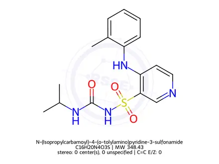 Chemical structure of N-(Isopropylcarbamoyl)-4-(o-tolylamino)pyridine-3-sulfonamide