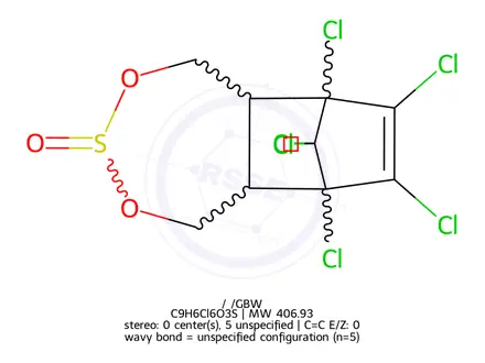Chemical structure of Endosulfan, Mixed Isomers