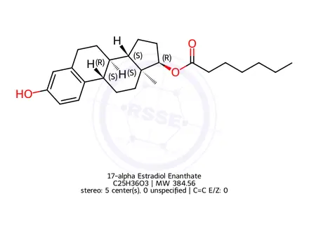 Chemical structure of 17a-Estra-1,3,5(10)-triene-3,17-diol-17-heptanoate