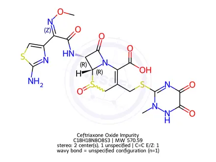 Chemical structure of Ceftriaxone Oxide Impurity