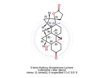 Chemical structure of 5-beta-Hydroxy Drospirenone Lactone