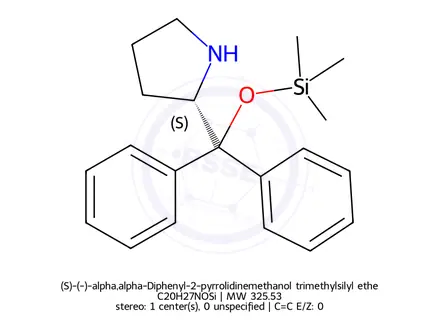 Chemical structure of (S)-(-)-alpha,alpha-Diphenyl-2-pyrrolidinemethanol trimethylsilyl ether