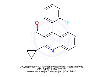 Chemical structure of 2-Cyclopropyl-4-(2-fluorophenyl)quinoline-3-carbaldehyde