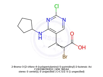 Chemical structure of 2-Bromo-3-[2-chloro-4-(cyclopentylamino)-5-pyrimidinyl]-2-butenoic Acid