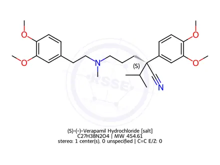 Chemical structure of (S)-(-)-Verapamil Hydrochloride