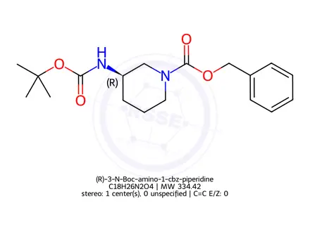 Chemical structure of (R)-3-N-Boc-amino-1-cbz-piperidine